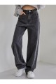 Cesy Likralı Kadın Füme Kar Yıkama Süper Yüksek Bel Salaş Paça Denim Kot Salaş Pantolon