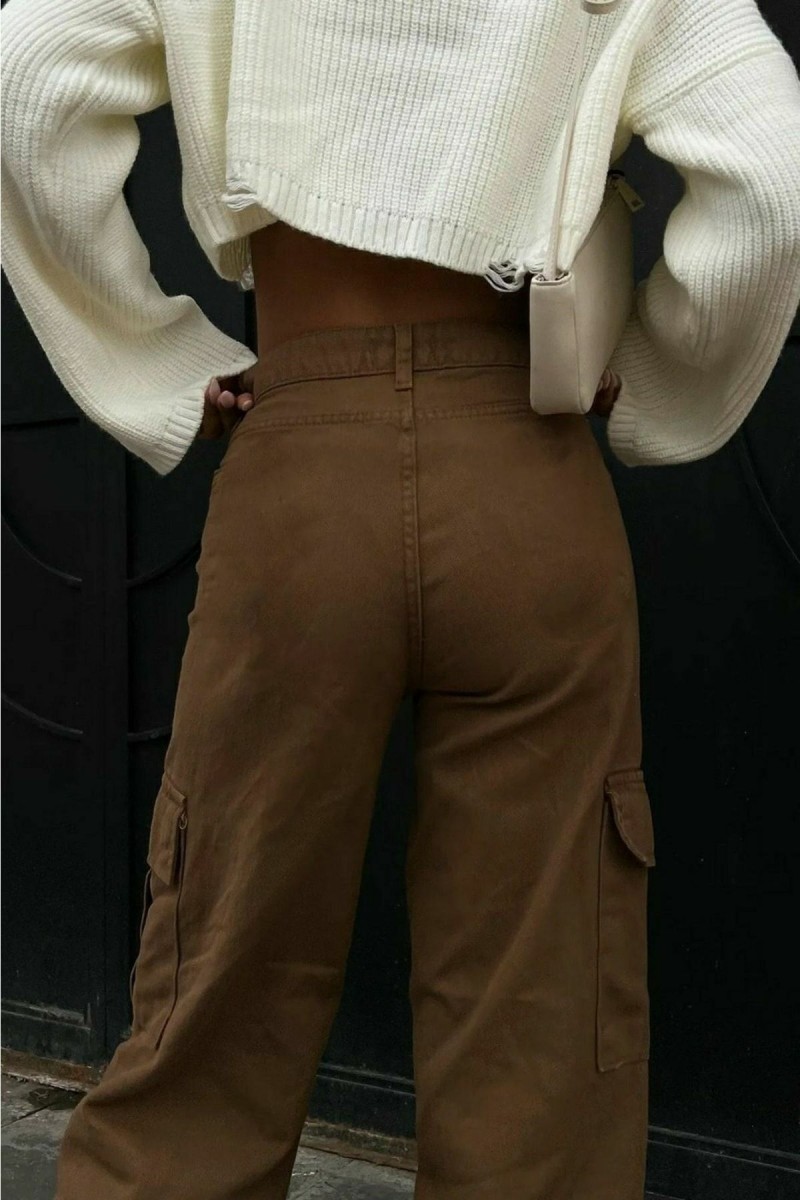 Camila Kadın Kahverengi Kargo Cep Arka Cepsiz Exstra Yüksek Bel Palazzo Jean Pantalon Camila Kadın Kahverengi Kargo Cep Arka Cepsiz Exstra Yüksek Bel Palazzo Jean Pantalon