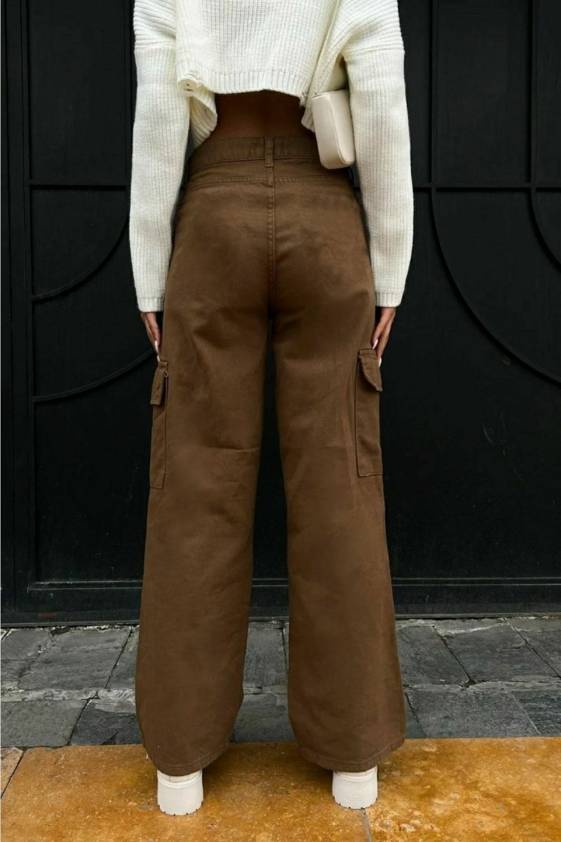 Camila Kadın Kahverengi Kargo Cep Arka Cepsiz Exstra Yüksek Bel Palazzo Jean Pantalon Camila Kadın Kahverengi Kargo Cep Arka Cepsiz Exstra Yüksek Bel Palazzo Jean Pantalon