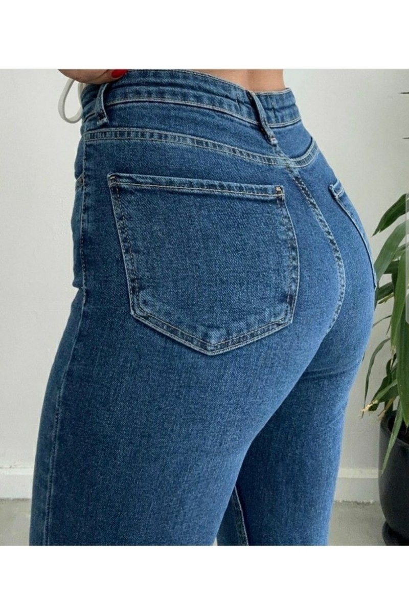 Hero Kadın Açık Mavi Ispanyol Kalıp Ispanyol Paça Yüksek Bel Jean