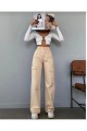 Emilie Kadın Bej Kargo Cep Arka Cepsiz Exstra Yüksek Bel Palazzo Jean Pantalon Emilie Kadın Bej Kargo Cep Arka Cepsiz Exstra Yüksek Bel Palazzo Jean Pantalon