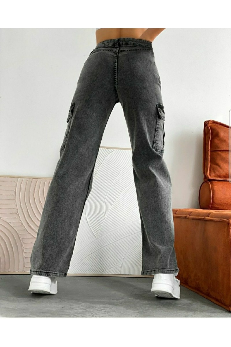Faylinn Füme Kargo Salaş Arka Cepsiz Likralı Süper Yüksek Bel Jean Pantolon