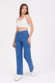 Laura Orta Mavi Kargo Salaş Arka Cepsiz Likralı Süper Yüksek Bel Jean Pantolon