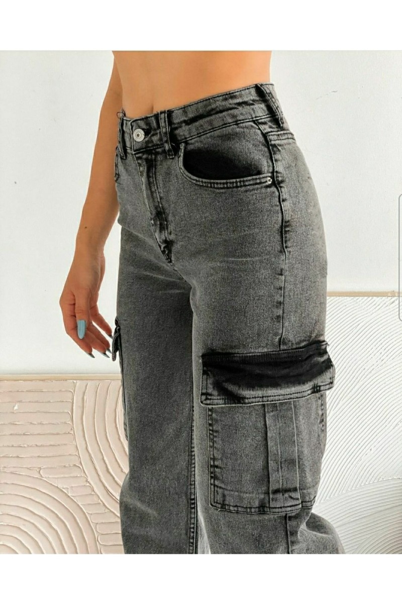 Faylinn Füme Kargo Salaş Arka Cepsiz Likralı Süper Yüksek Bel Jean Pantolon