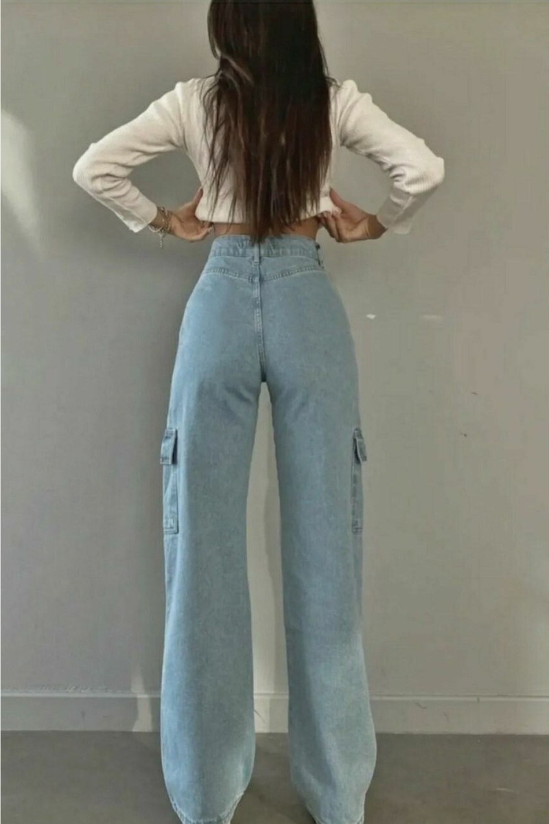Dixie Arka Cepsiz Bebe Mavisi Kargo Salaş Likralı Süper Yüksek Bel Jean Pantolon Dixie Arka Cepsiz Bebe Mavisi Kargo Salaş Likralı Süper Yüksek Bel Jean Pantolon