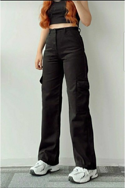 Jennifer Siyah Likralı Kago Arka Cepsiz Süper Yüksek Bel Salaş Jean Pantolon