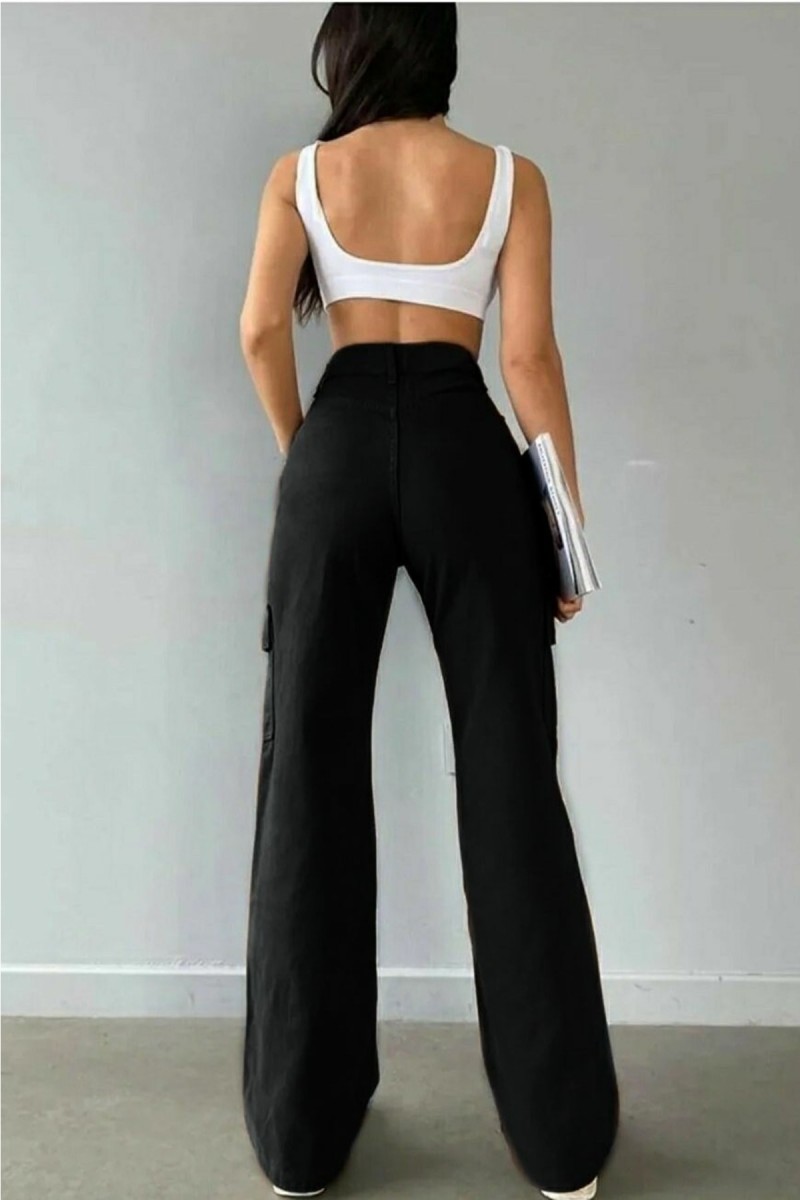 Jennifer Siyah Likralı Kago Arka Cepsiz Süper Yüksek Bel Salaş Jean Pantolon