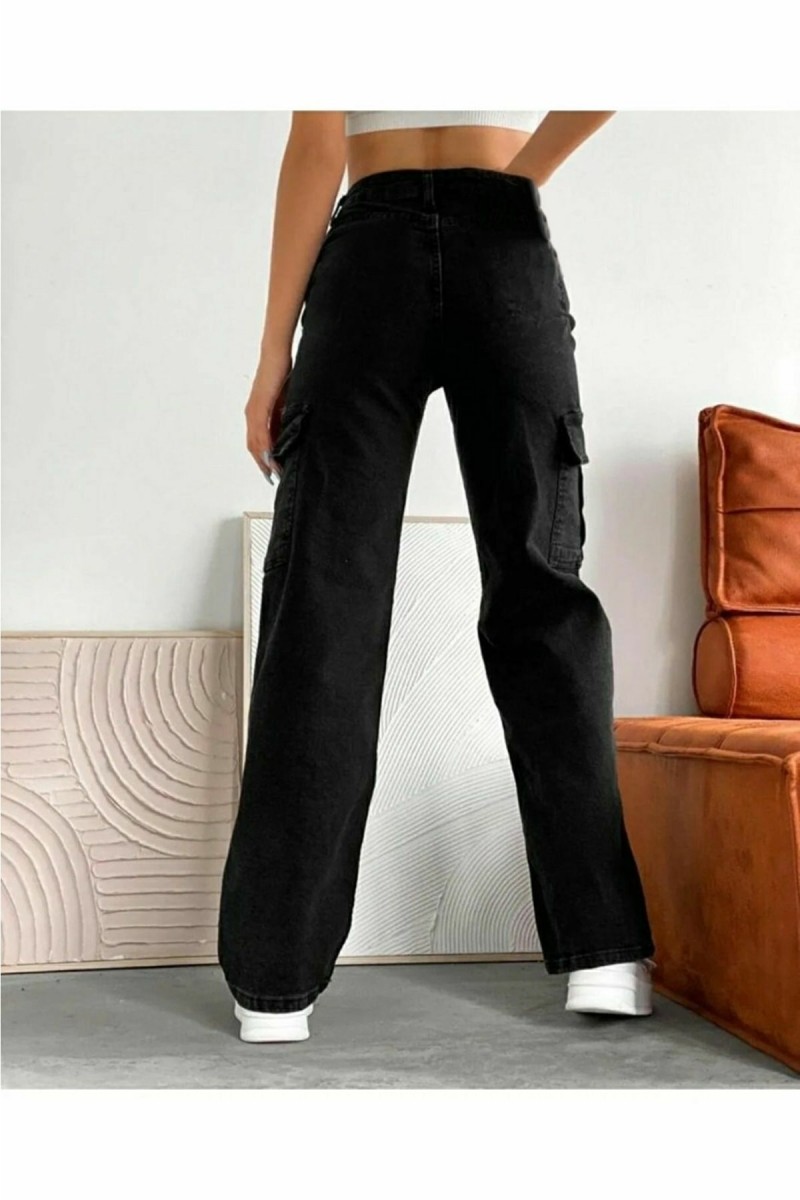 Jennifer Siyah Likralı Kago Arka Cepsiz Süper Yüksek Bel Salaş Jean Pantolon