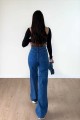 Kadın Salaş Likralı Kadın Mavi Süper Yüksek Bel Bol Paça Denim Kot Palazzo Pantolon Kadın Salaş Likralı Kadın Mavi Süper Yüksek Bel Bol Paça Denim Kot Palazzo Pantolon