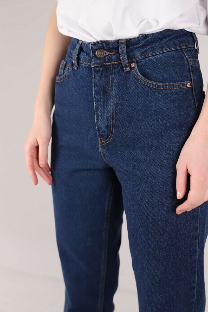 Koyu Mav Mom Jean Pantolon