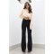 Siyah Likralı Süper Yüksek Bel Salaş Jean Pantolon. (SÜPER YÜKSEK.) Wide Leg.