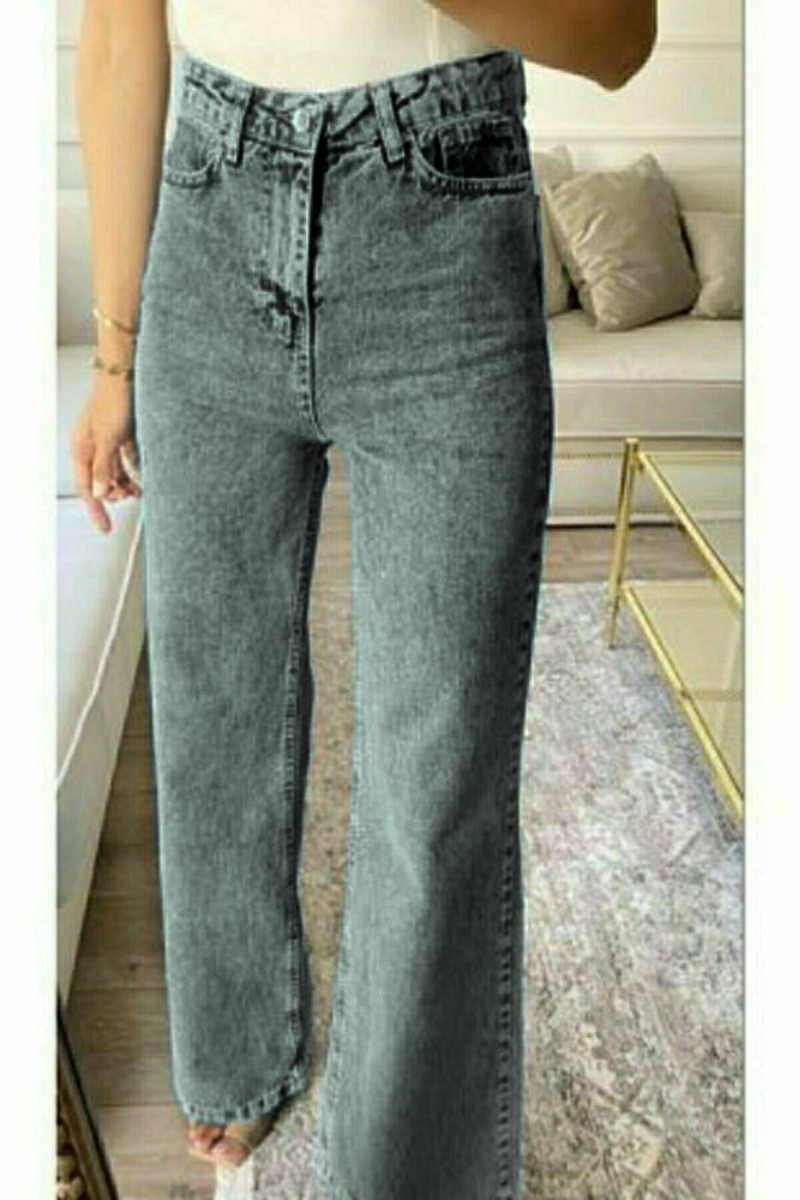 Füme Power Likralı Süper Yüksek Bel Salaş Jeans Palazzo Pantolon Füme Power Likralı Süper Yüksek Bel Salaş Jeans Palazzo Pantolon