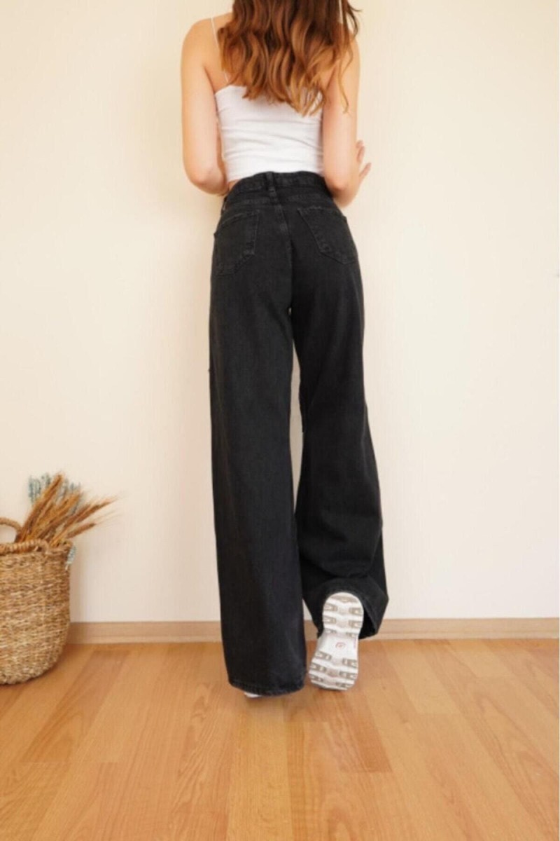 Düz Solmaz Siyah Süper Yüksek Bel Salaş Jeans Palazzo Pantolon( SÜPER YÜKSEK ) Wide Leg. Düz Solmaz Siyah Süper Yüksek Bel Salaş Jeans Palazzo Pantolon( SÜPER YÜKSEK ) Wide Leg.