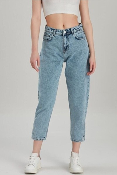 Phoebe Orta Kar Mom Yüksek Bel Mom Jeans Boyfriend