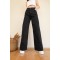 Düz Solmaz Siyah Süper Yüksek Bel Salaş Jeans Palazzo Pantolon( SÜPER YÜKSEK ) Wide Leg.