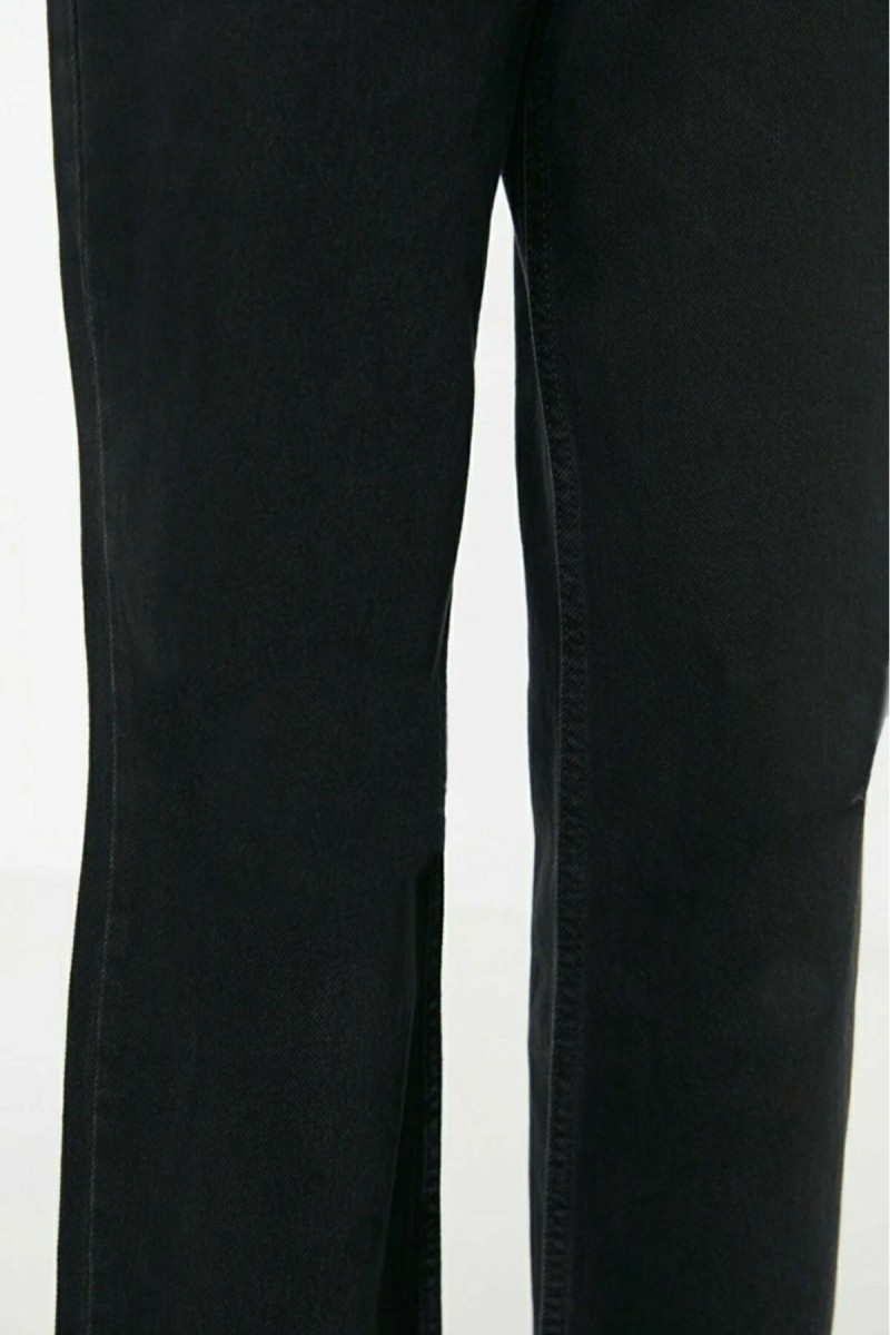 90's Solmayan Siyah Süper Yüksek Bel Salaş Paça Kot Palazzo Pantolon